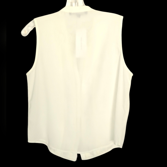 French Connection Cream Mandarin Collar w/ Button Down Ruffle Sleeveless Blouse - Picture 6 of 12